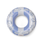 Swim Essentials kék-fehér csíkos gyerek úszógumi 55 cm-es méretben, szörföző kutya és kagyló mintával.