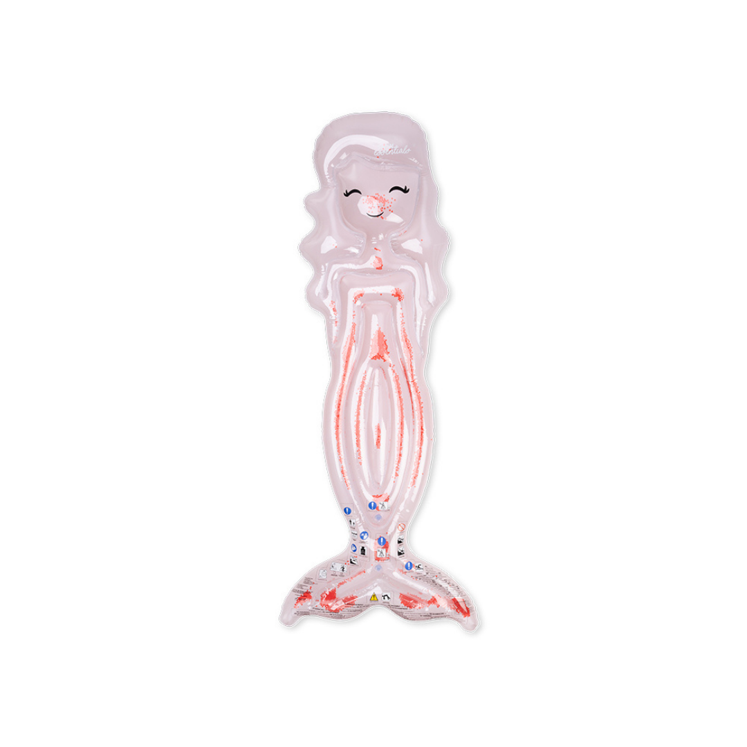 Swim Essentials 190 cm-es áttetsző rózsaszín hableány alakú felfújható matrac.