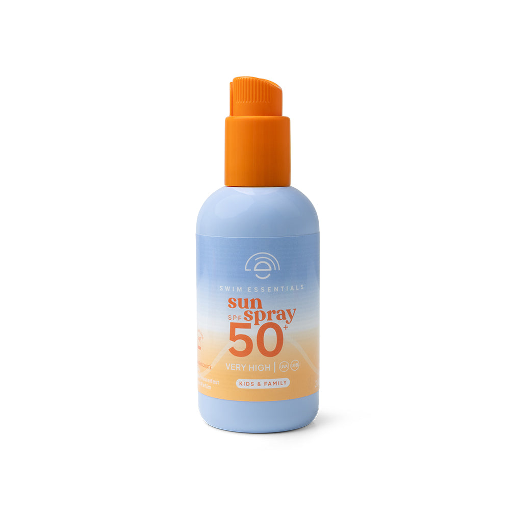 200 ml-es Swim Essentials napvédő spray családoknak, érzékeny bőrre kifejlesztve.