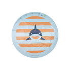 Felülnézeti kép a 150 cm-es narancssárga csíkos, cápa mintás Swim Essentials vízi játszószőnyegről.