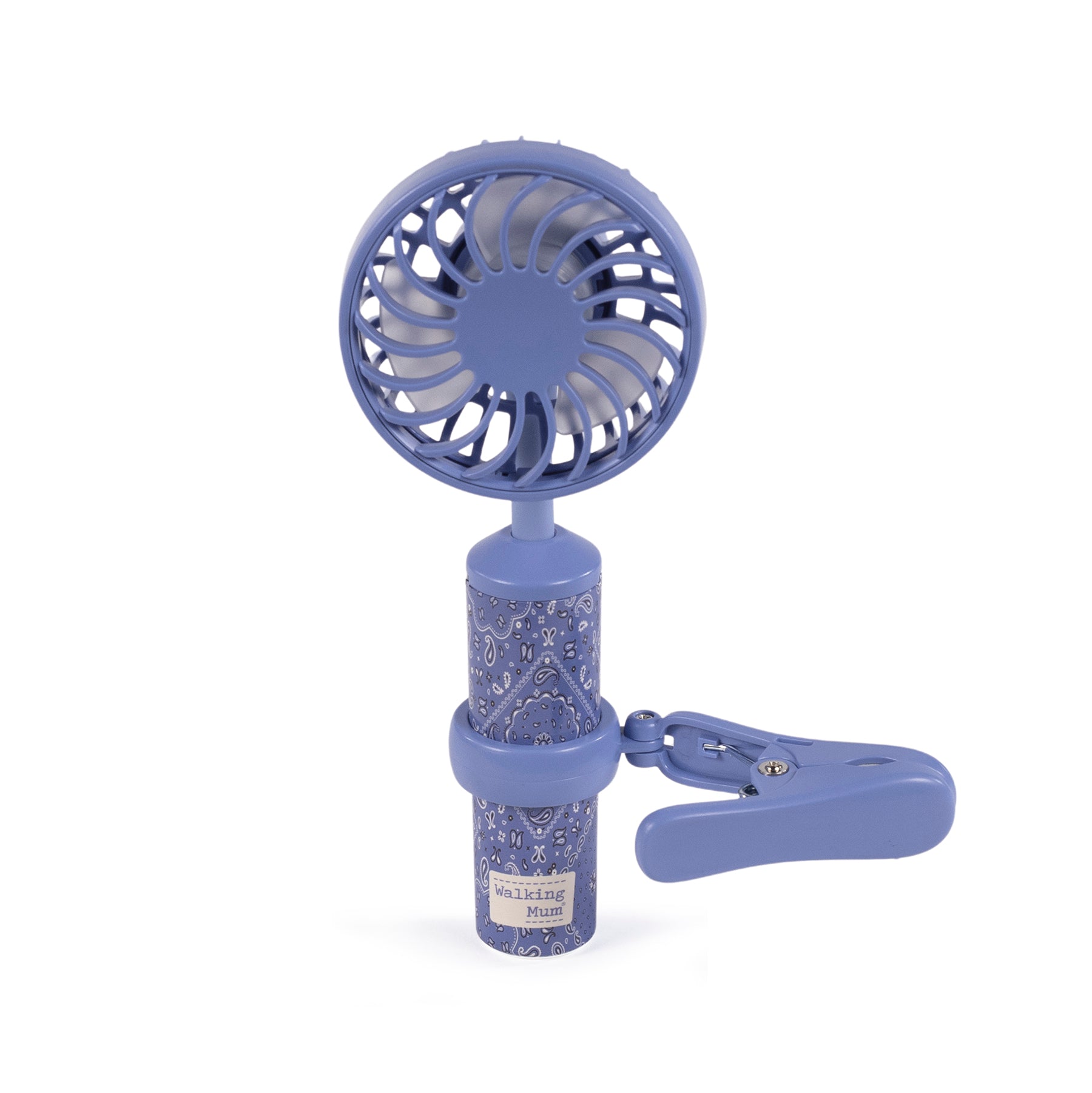 Walking Mum bandana mintás kék ventilátor rögzítőcsipesszel