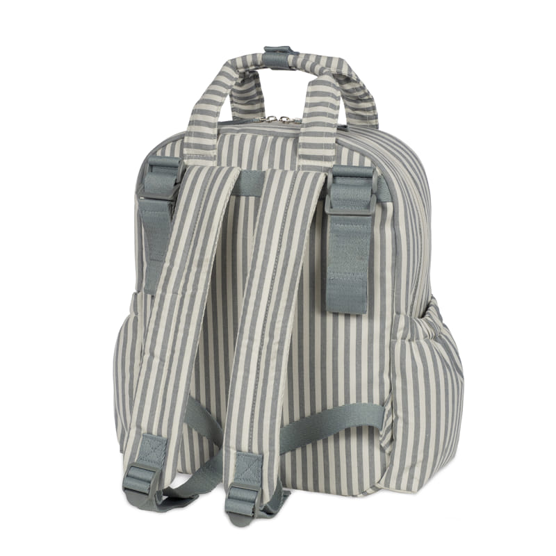 Walking Mum Matcha zöld-fehér csíkos pelenkázó hátizsák hátulnézete