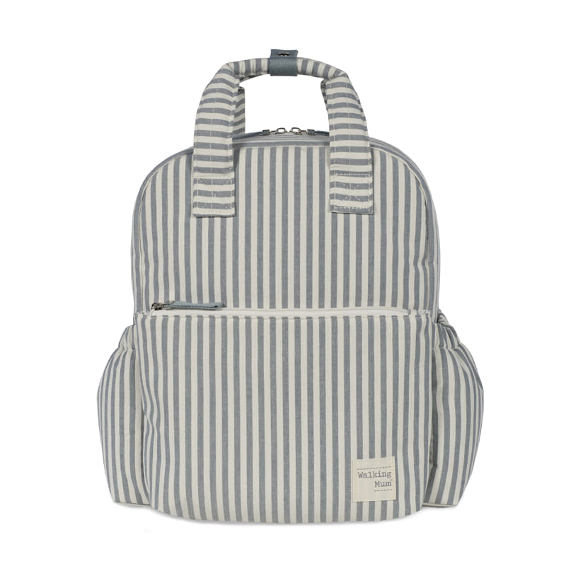 Walking Mum Matcha zöld-fehér csíkos pelenkázó hátizsák szemből