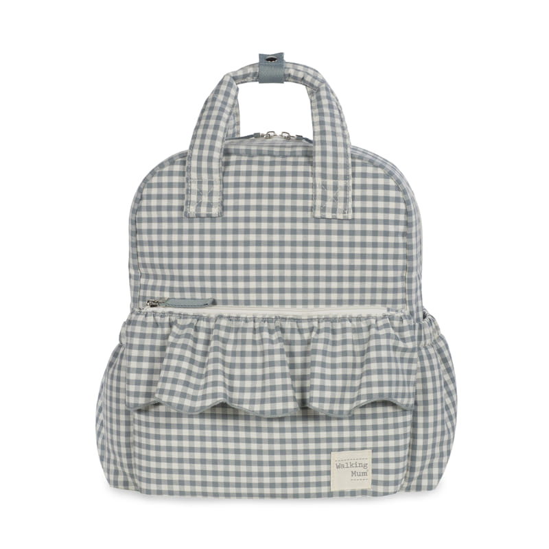 Walking Mum Matcha zöld kockás pelenkázó hátizsák szemből