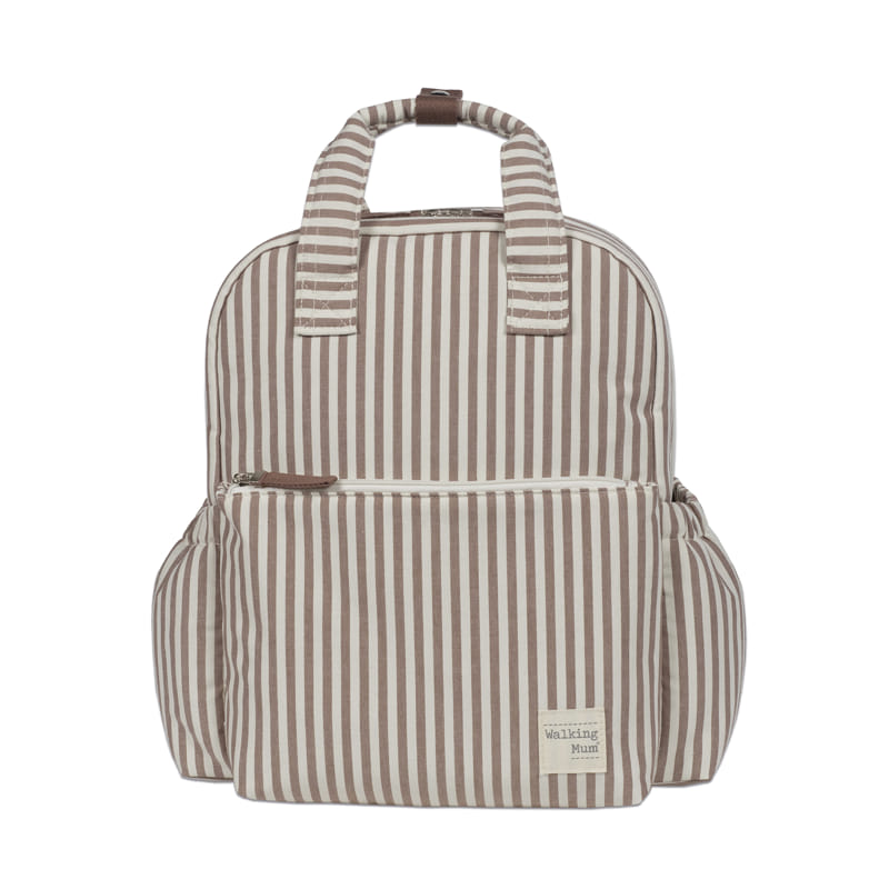 Walking Mum Praliné rózsaszín csíkos pelenkázó táska és hátizsák