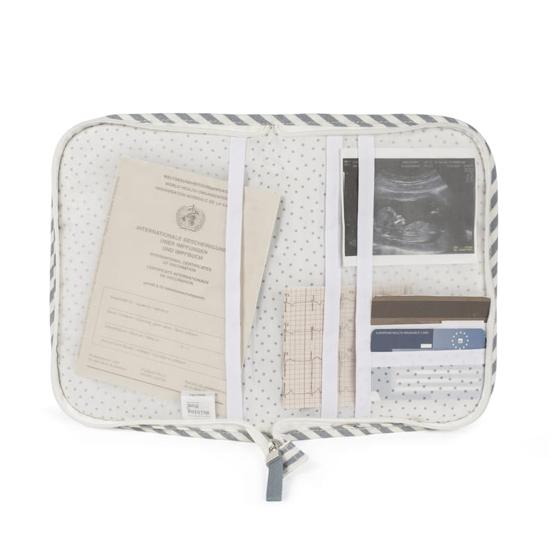 Walking Mum Praliné matcha csíkos egészségügyi kiskönyv borító iratokkal és ultrahang fotóval