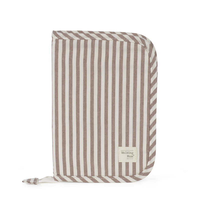 Walking Mum Praliné rózsaszín csíkos cipzáras egészségügyi irattartó szemből