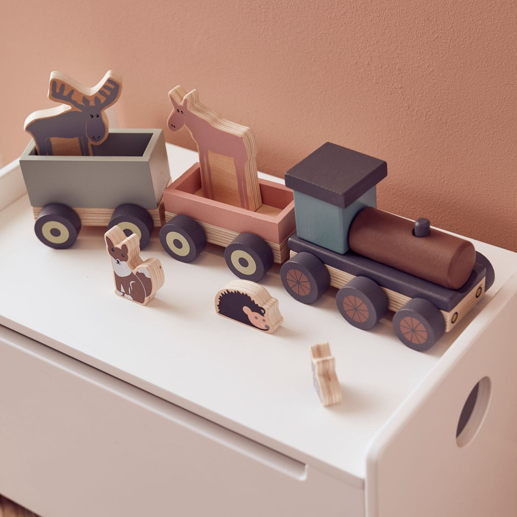 Kid's Concept Állatos fa vonat játék gyerekeknek - pippadu