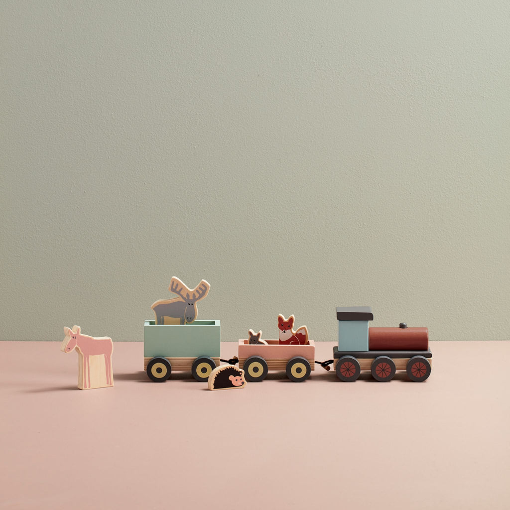 Kid's Concept - Edvin - Állatos fa vonat figurákkal - pippadu