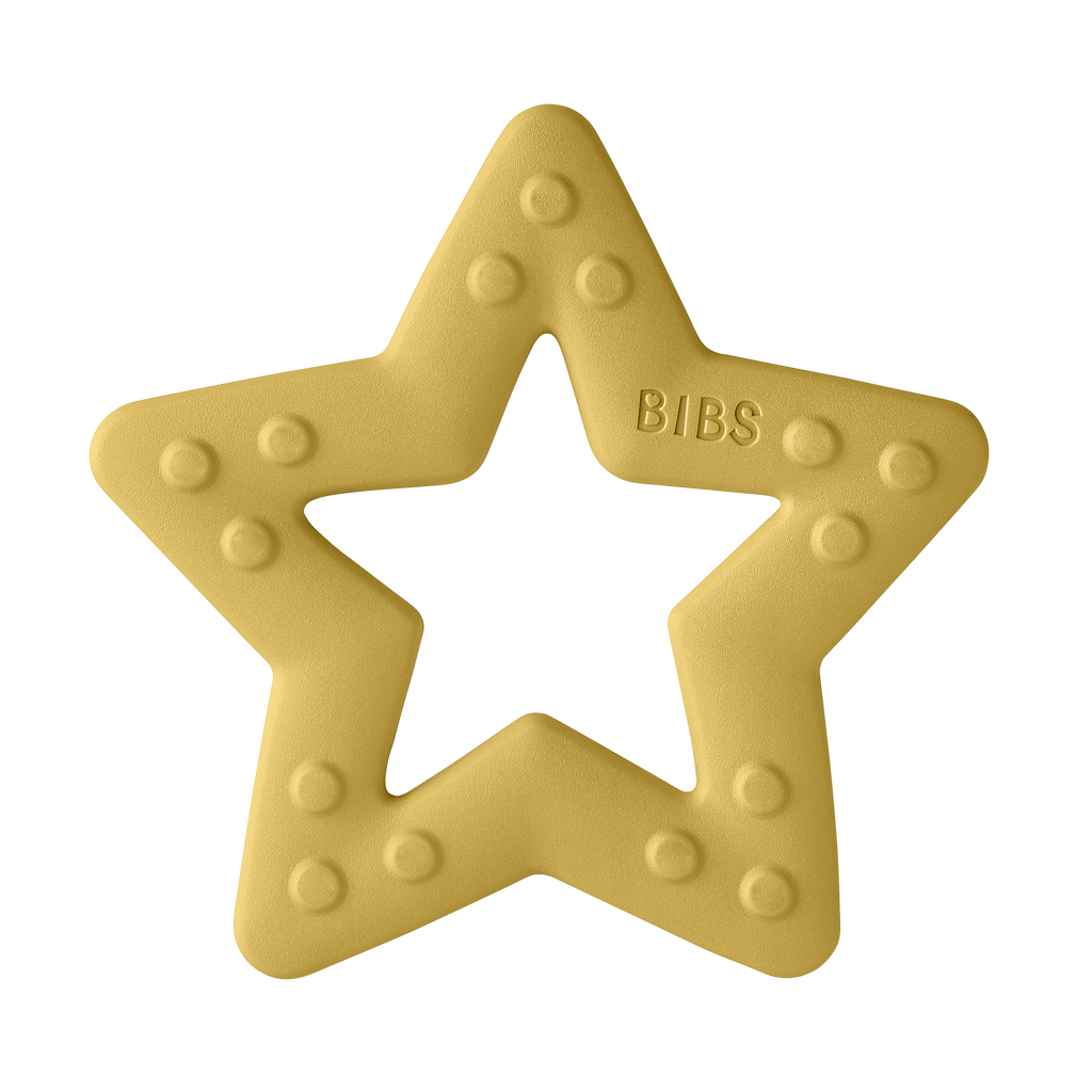 BIBS csillag rágóka - mustársárga színben - pippadu