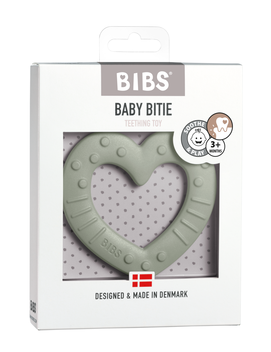 Szívecske formájú BIBS rágóka zsálya színben a pippadunál