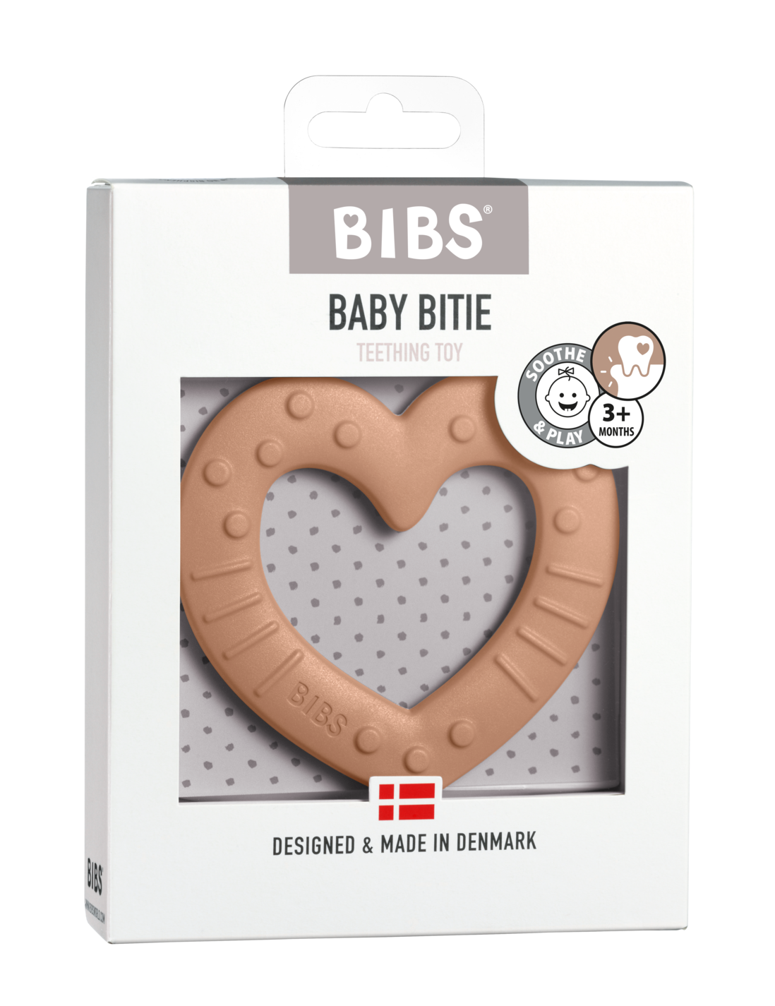 Szívecske alakú rágóka barack színben a BIBS márkától a pippadunál!