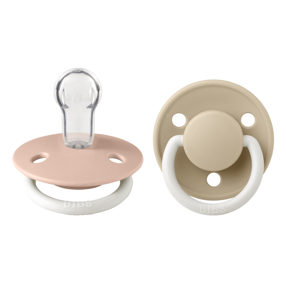 BIBS De Lux világítós cumi púderrózsaszín és vanília színben - www.pippadu.hu - szilikon, egyméret