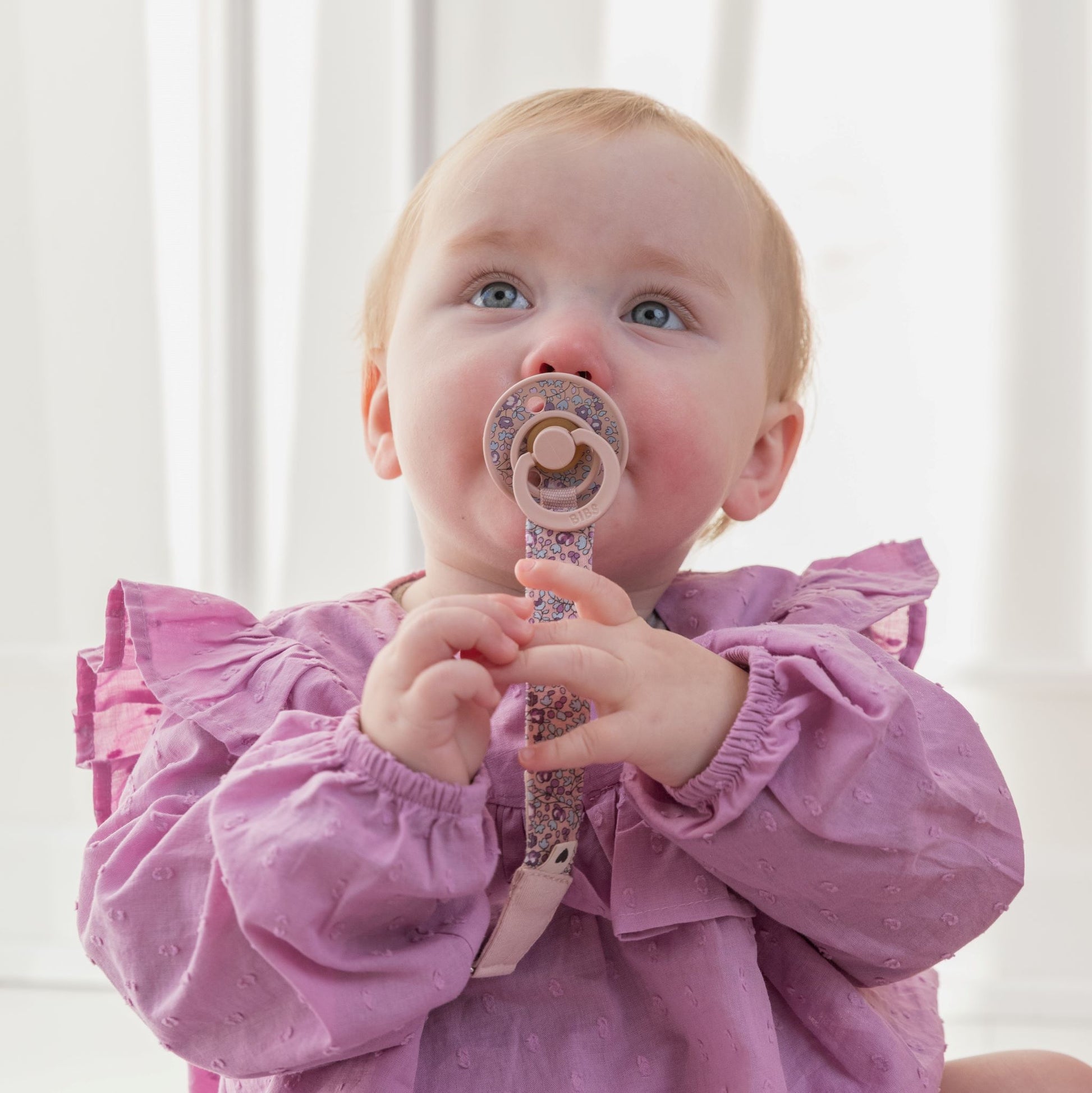 Pamut cumilánc BIBS×Liberty Eloise mintával - púderrózsaszín - pippadu