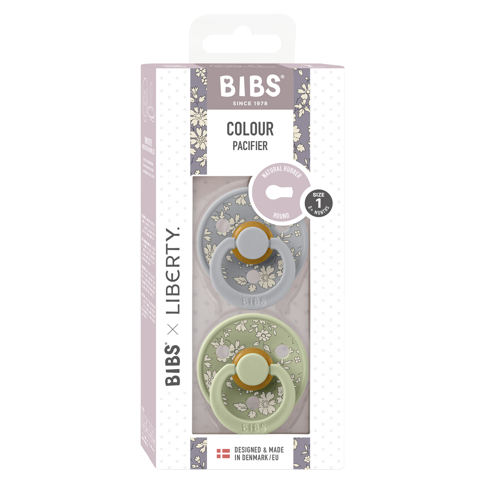 BIBS×LIBERTY Colour Capel - zsálya és delfin virágmintás cumik különleges csomagolásban - pippadu