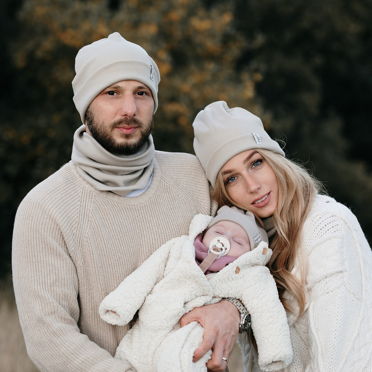 Beanie sapka-sál szett - latte - Pippadu