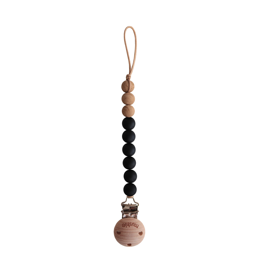 Mushie EVA cumilánc szilikon gyöngyökkel  - fekete színben - pippadu