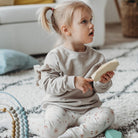 Gyerek leggings nadrág pippadu - bazsarózsa mintával - fehér