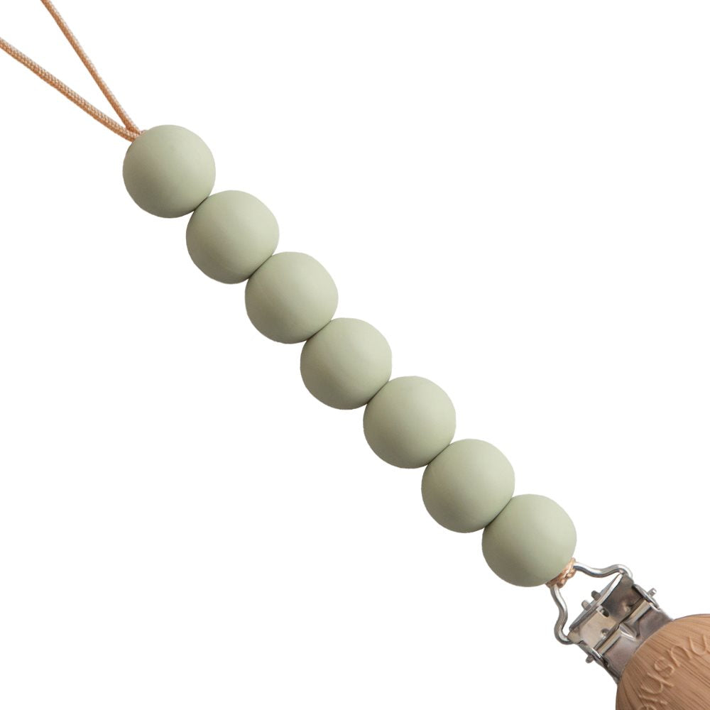 Mushie szilikon gyöngyökkel készült cumilánc zsálya színben - pippadu