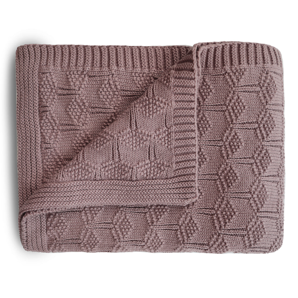 Kötött takaró - lépesméz mintával mályva színben - pippadu - babaváró ajándék