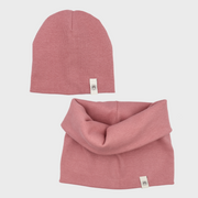 Beanie sapka-sál szett - vintage rózsaszín - Pippadu
