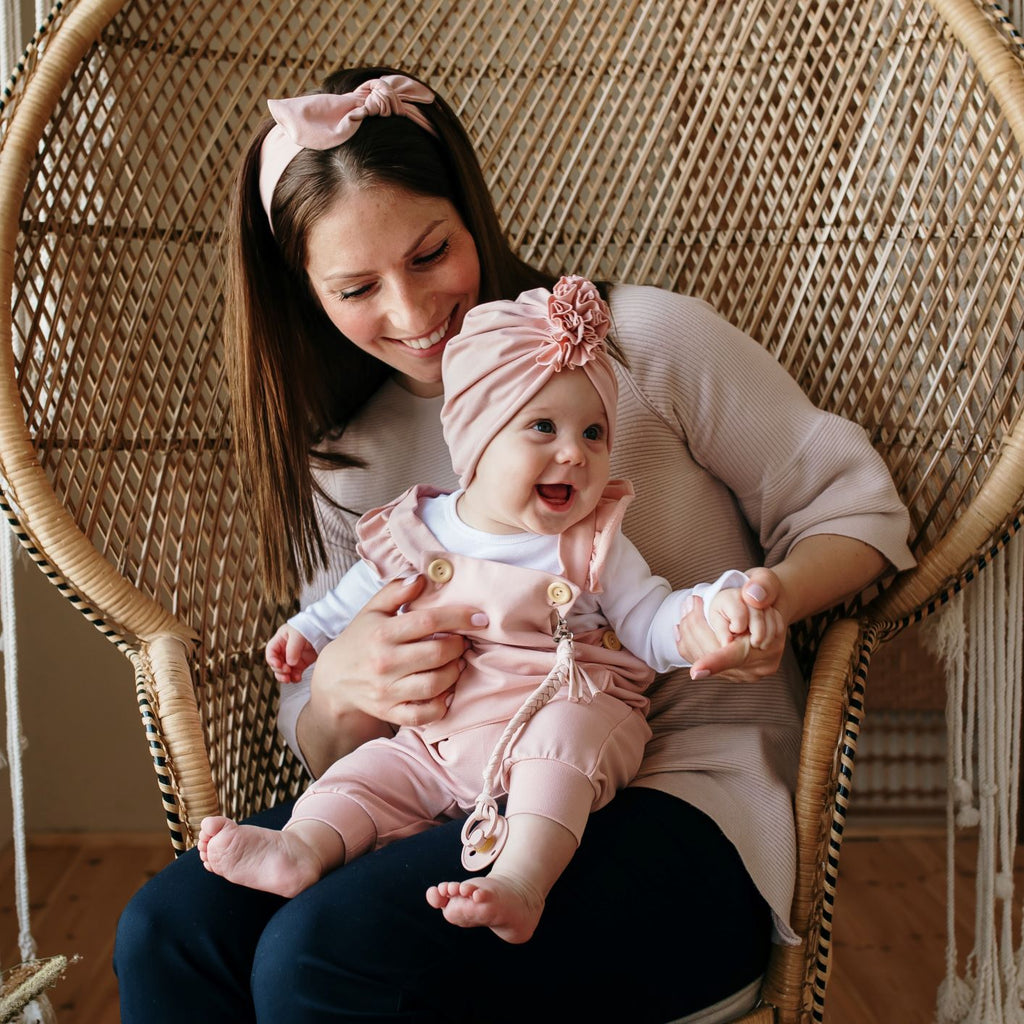 Púderrózsaszín masnis hajpánt - baba kiegészítő - anya-lánya szett - pippadu