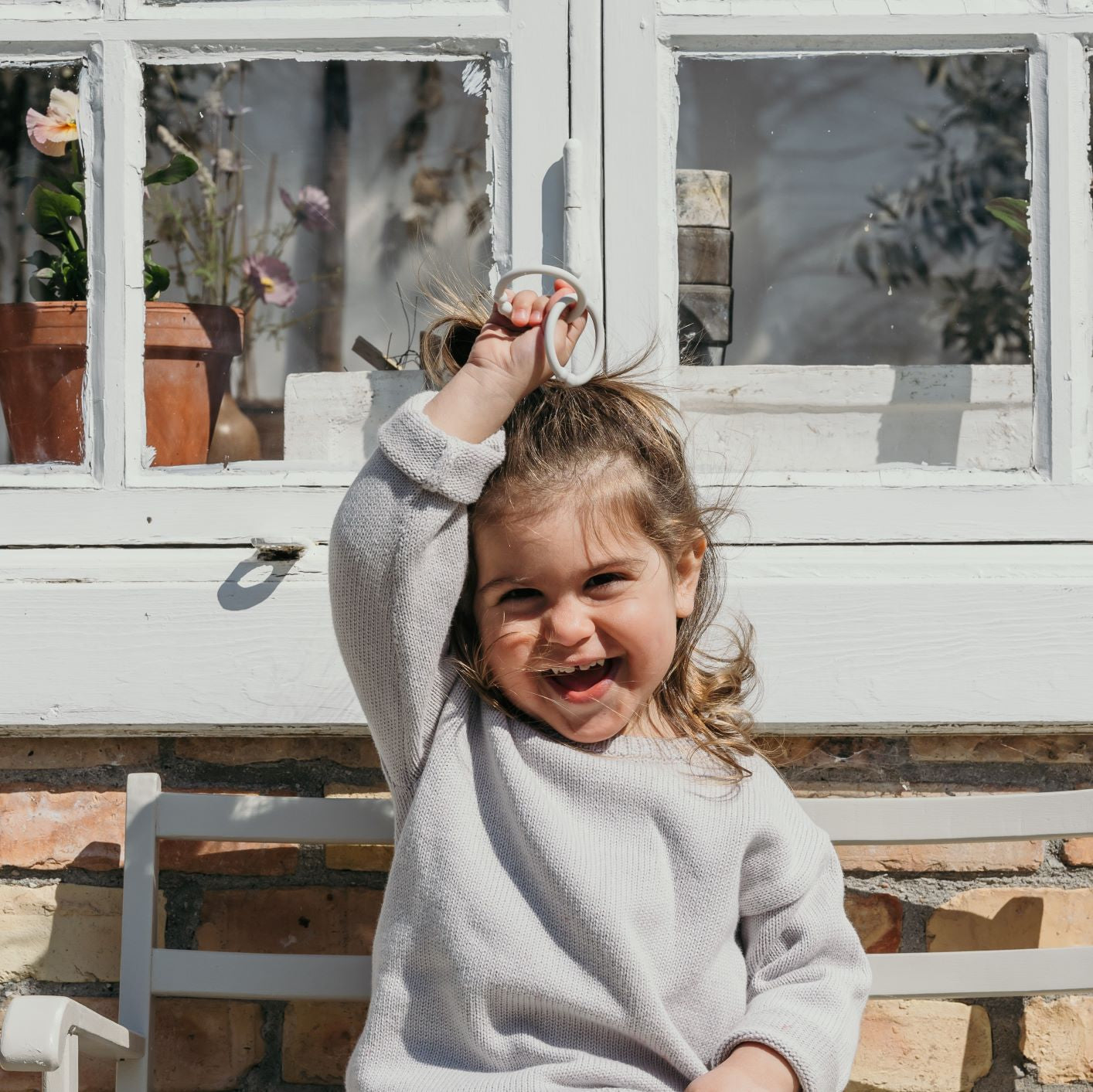 BIBS karikák - púderrózsaszín-hamvas lila-barack színben - kreatív, fejlesztő játék