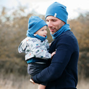 Beanie sapka - indigó - apa-fia szett - Pippadu