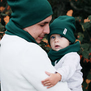 Beanie sapka-sál szett - örökzöld - Pippadu