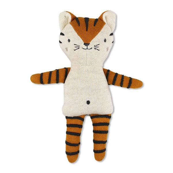 Plüss baba csörgő tigris a pippadu polcain - ajándékötlet gyerekeknek