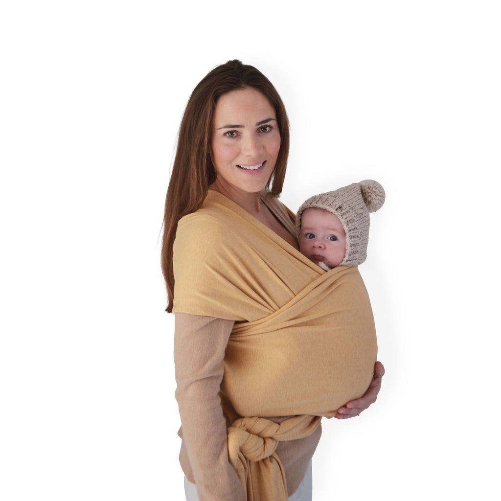 Mushie rugalmas baba hordozókendő - mustársárga melange színben - www.pippadu.hu