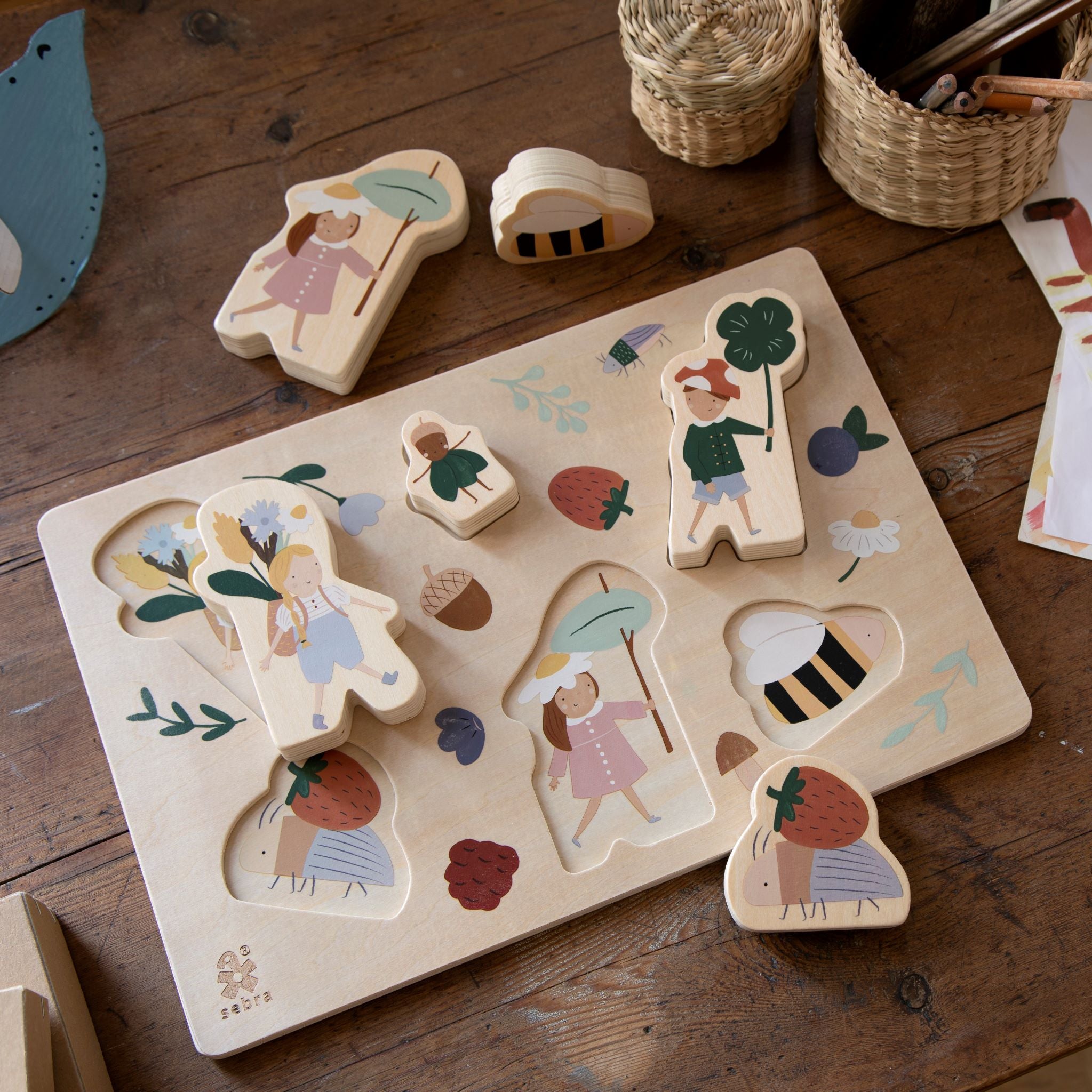 Sebra tapintós puzzle a tündérvilág kollekció mintáival - fa gyerekjáték - pippadu